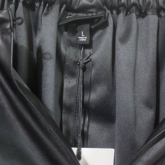 Women's Who What Wear Faux Leather Balloon 3/4 Sleeve Blouse NWT Size Large - Picture 4 of 7